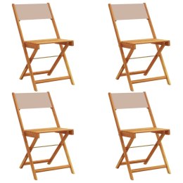 Składane krzesła ogrodowe, 4 szt., tkanina taupe i drewno Lumarko!