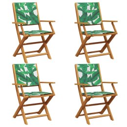 Składane krzesła ogrodowe, 4 szt., zielona tkanina i drewno Lumarko!