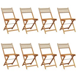 Składane krzesła ogrodowe, 8 szt., beżowy polirattan i drewno Lumarko!