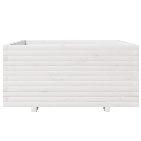 Donica ogrodowa, biała, 100x100x49,5 cm, lite drewno sosnowe Lumarko!