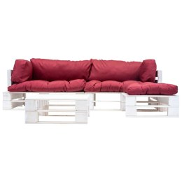 4-częściowy zestaw mebli z palet, czerwone poduszki, drewno Lumarko!