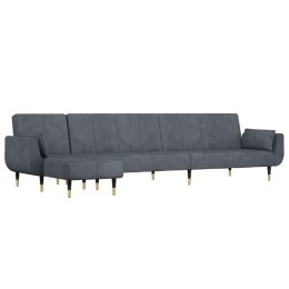 Sofa rozkładana L, ciemnoszara, 275x140x70 cm, aksamit Lumarko!