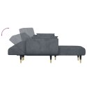 Sofa rozkładana L, ciemnoszara, 275x140x70 cm, aksamit Lumarko!