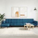 Sofa rozkładana w kształcie L, niebieska, 275x140x70cm, aksamit Lumarko!