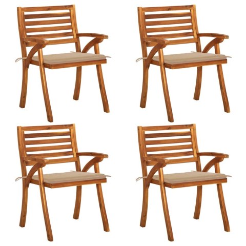 Krzesła ogrodowe z poduszkami, 4 szt., lite drewno akacjowe Lumarko!