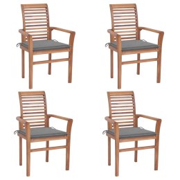 Krzesła stołowe, 4 szt., szare poduszki, drewno tekowe Lumarko!