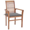 Krzesła stołowe, 4 szt., szare poduszki, drewno tekowe Lumarko!