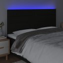 Zagłówek do łóżka z LED, czarny, 160x5x118/128 cm, tkanina Lumarko!