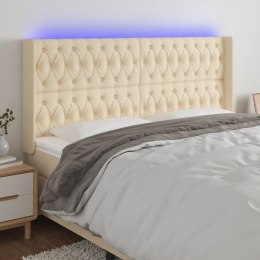 Zagłówek do łóżka z LED, kremowy, 203x16x118/128 cm, tkanina Lumarko!