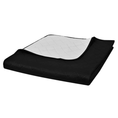 Dwustronna pikowana narzuta na łóżko, czarno-biała, 230x260 cm Lumarko!