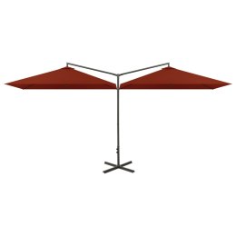 Podwójny parasol na stalowym słupku, terakotowy, 600x300 cm Lumarko!