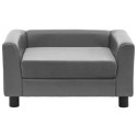 Sofa dla psa, szara, 60x43x30 cm, plusz i sztuczna skóra Lumarko!