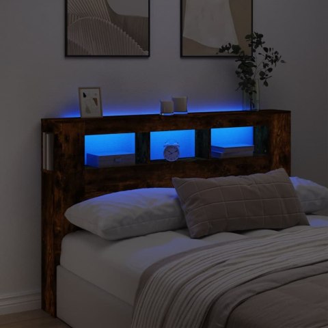 Wezgłowie łóżka z LED, przydymiony dąb, 160x18,5x103,5 cm Lumarko!