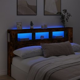 Wezgłowie łóżka z LED, przydymiony dąb, 180x18,5x103,5 cm Lumarko!