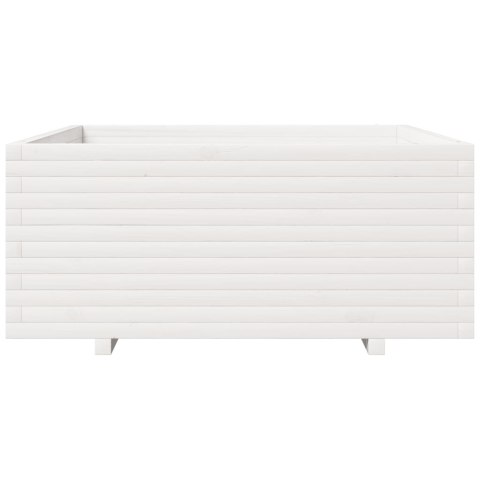 Donica ogrodowa, biała, 110x110x49,5 cm, lite drewno sosnowe Lumarko!