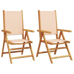 Krzesła ogrodowe, 2 szt., beżowe, drewno akacjowe i tkanina Lumarko!