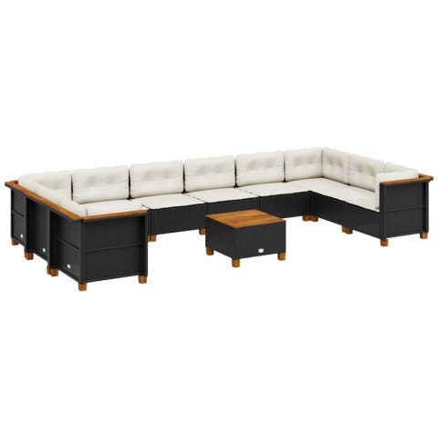 11-cz. zestaw wypoczynkowy do ogrodu, poduszki czarny rattan PE Lumarko!