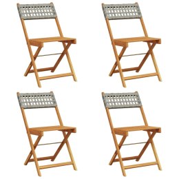 Składane krzesła ogrodowe, 4 szt., szary polirattan i drewno Lumarko!