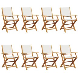 Składane krzesła ogrodowe, 8 szt., kremowa tkanina i drewno Lumarko!