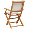 Składane krzesła ogrodowe, 8 szt., kremowa tkanina i drewno Lumarko!