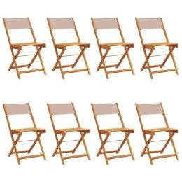 Składane krzesła ogrodowe, 8 szt., tkanina taupe i drewno Lumarko!