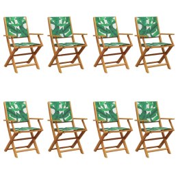 Składane krzesła ogrodowe, 8 szt., zielona tkanina i drewno Lumarko!