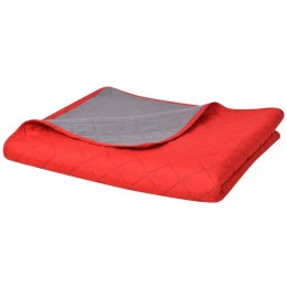 Dwustronna pikowana narzuta na łóżko, czerwono-szara 220x240 cm Lumarko!