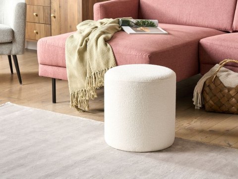 Puf boucle ⌀ 39 cm biały MOAB