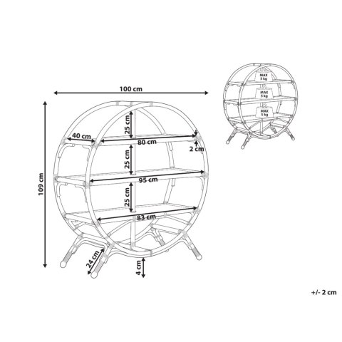 Regał okrągły rattanowy 3 półki naturalny TUVALU II
