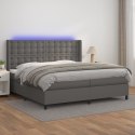 Łóżko kontynentalne z materacem i LED, szara ekoskóra 200x200cm Lumarko!