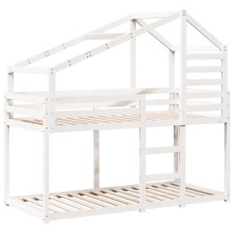 Łóżko piętrowe z dachem, białe, 75x190 cm, drewno sosnowe Lumarko!