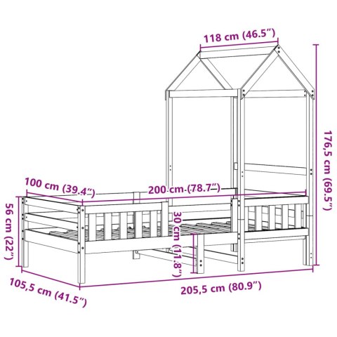 Rama łóżka z daszkiem, biała 100x200 cm, lite drewno sosnowe Lumarko!