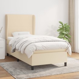 Łóżko kontynentalne z materacem, kremowe, tkanina, 80x200 cm Lumarko!