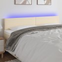 Zagłówek do łóżka z LED, kremowy, 160x5x78/88 cm, tkanina Lumarko!
