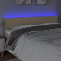 Zagłówek do łóżka z LED, kremowy, 160x5x78/88 cm, tkanina Lumarko!