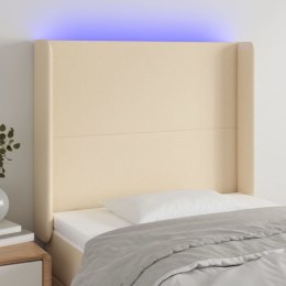 Zagłówek do łóżka z LED, kremowy, 83x16x118/128 cm, tkanina Lumarko!