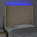 Zagłówek do łóżka z LED, kremowy, 83x16x118/128 cm, tkanina Lumarko!