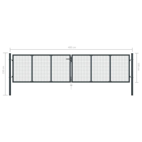 Brama ogrodowa z siatki, galwanizowana stal, 400x150 cm, szara Lumarko!