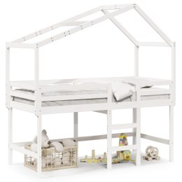 Łóżko na antresoli, z drabiną i dachem, białe, 90x200 cm, sosna Lumarko!