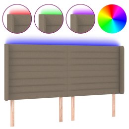 Zagłówek do łóżka z LED, taupe, 183x16x118/128 cm, tkanina Lumarko!