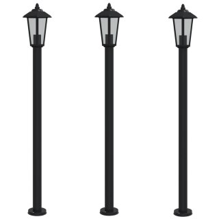 Lampy ogrodowe na słupku, 3 szt., czarne, 120 cm, stal Lumarko!