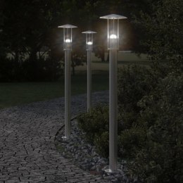 Lampy ogrodowe na słupku, 3 szt., srebrne, 100 cm, stal Lumarko!