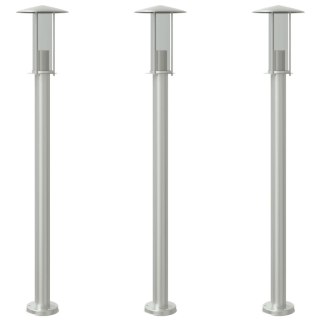 Lampy ogrodowe na słupku, 3 szt., srebrne, 100 cm, stal Lumarko!