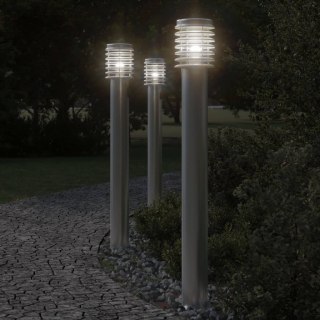 Lampy ogrodowe na słupku, 3 szt., srebrne, 110 cm, stal Lumarko!