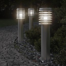 Lampy ogrodowe na słupku, z gniazdkiem, 3 szt., srebrne, 60 cm Lumarko!