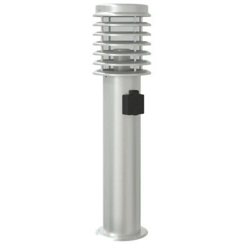 Lampy ogrodowe na słupku, z gniazdkiem, 3 szt., srebrne, 60 cm Lumarko!