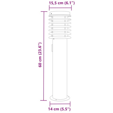 Lampy ogrodowe na słupku, z gniazdkiem, 3 szt., srebrne, 60 cm Lumarko!