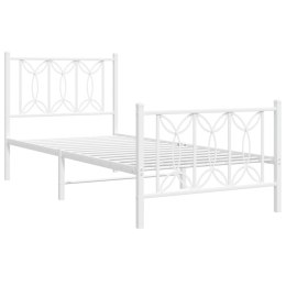 Metalowa rama łóżka z wezgłowiem i zanóżkiem, biała, 90x200 cm Lumarko!