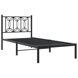 Metalowa rama łóżka z wezgłowiem, czarna, 75x190 cm Lumarko!