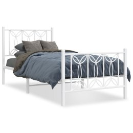 Metalowa rama łóżka z wezgłowiem i zanóżkiem, biała, 75x190 cm Lumarko!